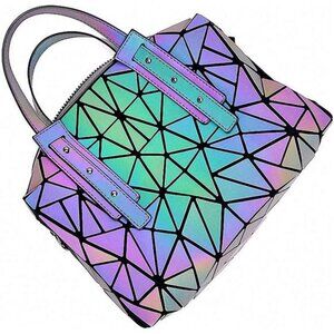 Geometric Luminous Tote Bag Holographich Purses and Handbags Flash Reflactive